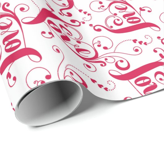 Elegant Red Script Love Holiday Cadeaupapier (Rol Hoek)