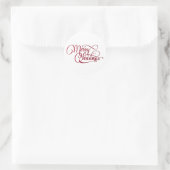 Elegant Red Script Merry Kerstfeestdag Ronde Sticker (Tas)