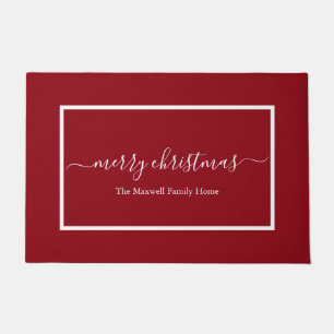 Elegant red script naam mary kerry kermas deurmat