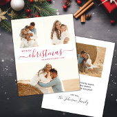 Elegant Red Script Photo Collage Kerstbrochure Flyer