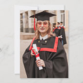 Elegant Red Script Photo Graduation Invitation Kaart (Achterkant)