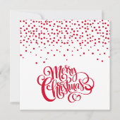 Elegant Red Script Typografie & Confetti Kerstmis Feestdagenkaart (Voorkant)