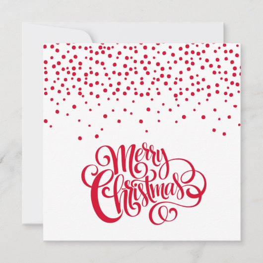 Elegant Red Script Typografie & Confetti Kerstmis Feestdagenkaart (Voorkant)