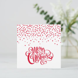 Elegant Red Script Typografie & Confetti Kerstmis Feestdagenkaart