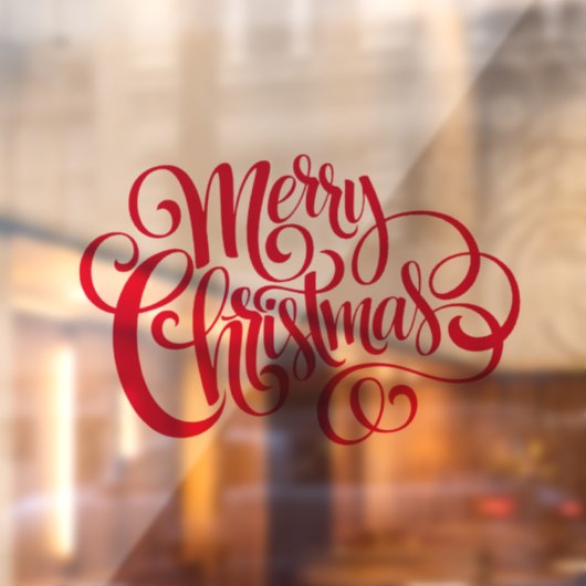 Elegant Red Script Typografie Merry Kerstry Raamsticker (Vel 2)