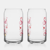 Elegant Red Script with Champagne Blikvorm Glas (Links)