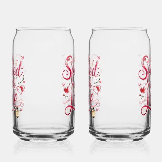 Elegant Red Script with Champagne Blikvorm Glas (Links)