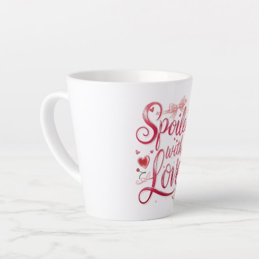 Elegant Red Script with Champagne Latte Mok (Linkerhoek)