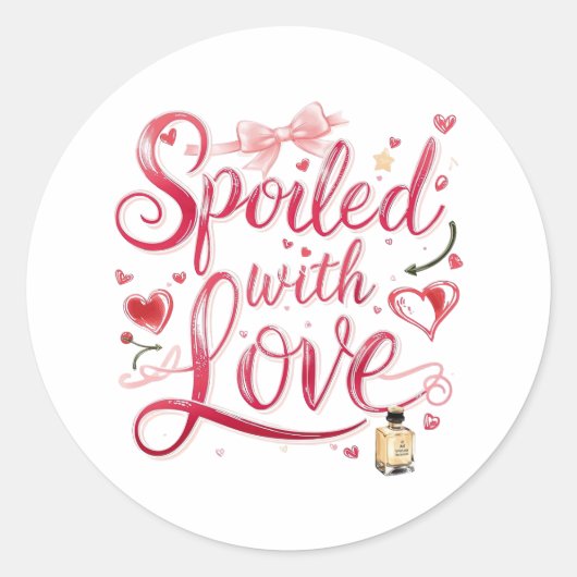 Elegant Red Script with Champagne Ronde Sticker (Voorkant)