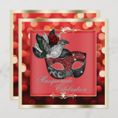 Elegant Red Shimmering Lights Bokeh Masquerade Kaart (Voorkant / Achterkant)