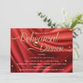 Elegant Red Silk Gold Minimale repetitie Dinner Kaart (Staand voorkant)