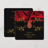 Elegant Red Silk Jewel Black Gold Dag Partij Kaart (Voorkant / Achterkant)