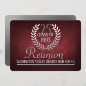 Elegant Red|Silver Class Reunion Invitation Kaart (Voorkant / Achterkant)