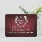 Elegant Red|Silver Class Reunion Invitation Kaart (Staand voorkant)