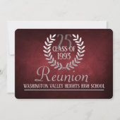 Elegant Red|Silver Class Reunion Invitation Kaart (Voorkant)