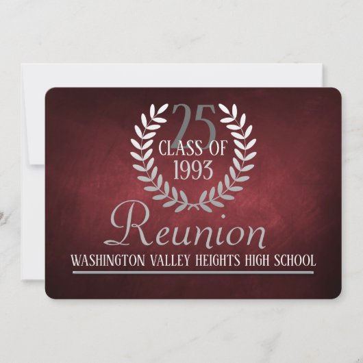 Elegant Red|Silver Class Reunion Invitation Kaart (Voorkant)