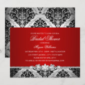 Elegant Red Silver Damask & Jewel Vrijgezellenfees Kaart (Voorkant / Achterkant)