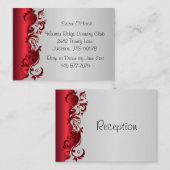 Elegant Red & Silver Florid Wedding Design Informatiekaartje (Voorkant / Achterkant)