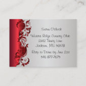 Elegant Red & Silver Florid Wedding Design Informatiekaartje (Voorkant)