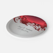 Elegant Red & Silver Florid Wedding Design Papieren Bordje (Gekanteld)