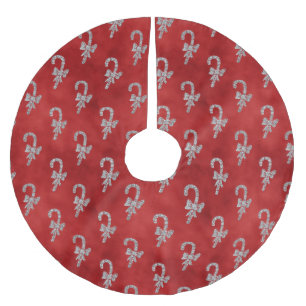 Elegant Red Silver Glitter Candy Candes Kerstmis Kerstboom Rok