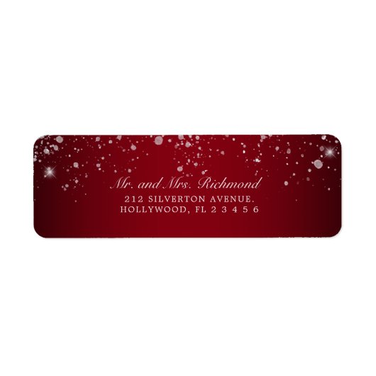 Elegant Red Silver Glitter Label (Voorkant)