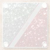 Elegant Red Silver Glitter Sequins Sparkle Glam Glazen Onderzetter (Achterkant)