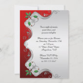 Elegant Red Silver Green Holly kerstparty Kaart (Voorkant)