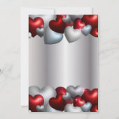 Elegant Red Silver Hearts Valentijnsdag Party Kaart (Achterkant)