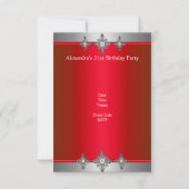 Elegant Red Silver Jewel 21st Birthday Kaart (Achterkant)