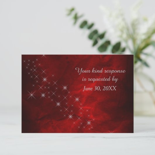 Elegant Red Silver Star Wedding RSVP (Staand voorkant)
