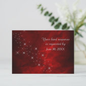 Elegant Red Silver Star Wedding RSVP Kaartje (Staand voorkant)
