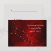 Elegant Red Silver Star Wedding RSVP Kaartje (Voorkant / Achterkant)