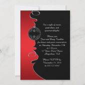 Elegant Red Silver Swirls Black Kerstparty Kaart (Voorkant)