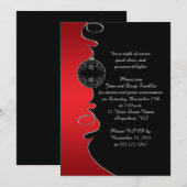 Elegant Red Silver Swirls Black Kerstparty Kaart (Voorkant / Achterkant)