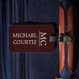 Elegant red simpal Monogrammed personalize Bagagelabel