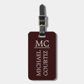 Elegant red simpal Monogrammed personalize Bagagelabel (Voorkant verticaal)