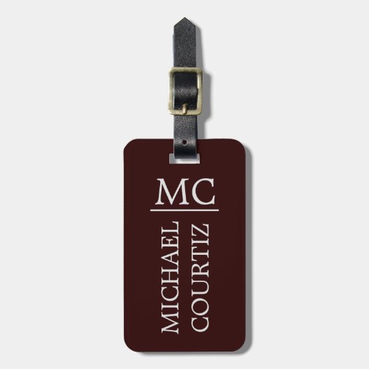 Elegant red simpal Monogrammed personalize Bagagelabel (Voorkant verticaal)