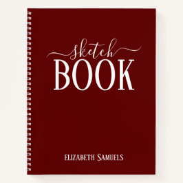 Elegant Red Sketch Book with name gift for her Notitieboek