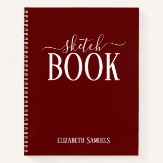 Elegant Red Sketch Book with name gift for her Notitieboek