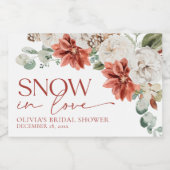 Elegant Red Snow in Love Winter Vrijgezellenfeest Sparkling Wijnetiket (Enkel label)