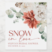 Elegant Red Snow in Love Winter Vrijgezellenfeest Wijn Etiket (Enkel label)