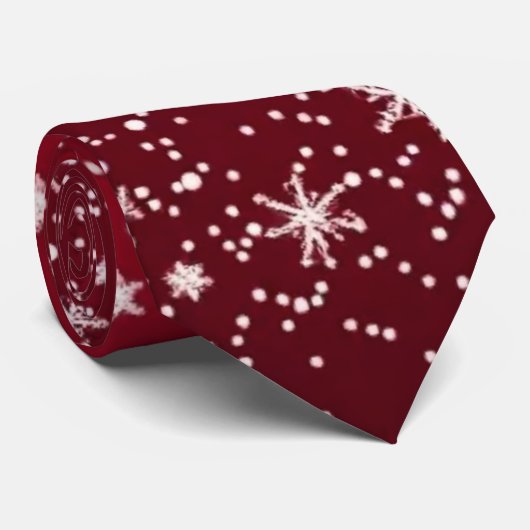 Elegant Red Snowflake Christmas Stropdas (Opgerold)