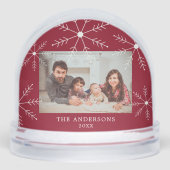 Elegant Red Snowflake Family Photo Christmas Sneeuwbol (Voorkant)