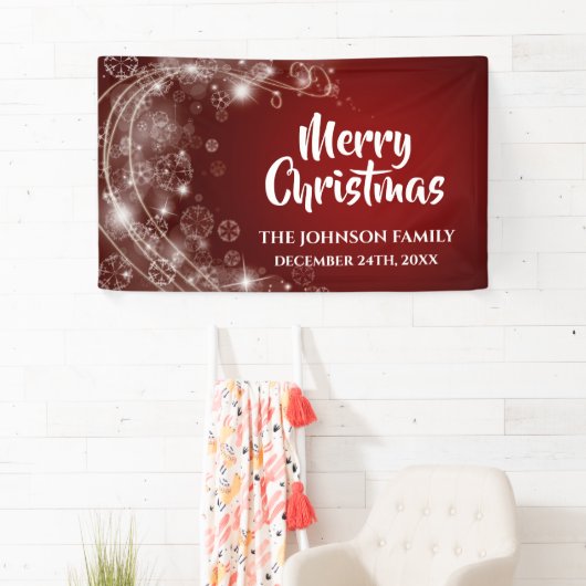 Elegant Red Snowflake kerstbanner Spandoek (Insitu)