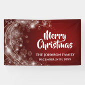 Elegant Red Snowflake kerstbanner Spandoek (Horizontaal)
