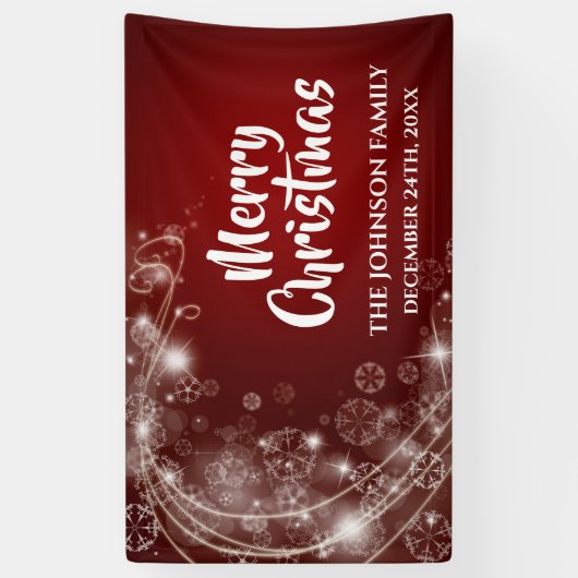 Elegant Red Snowflake kerstbanner Spandoek (Verticaal)