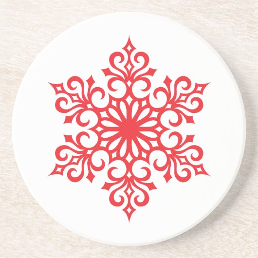 Elegant Red Snowflake Onderzetters (Voorkant)