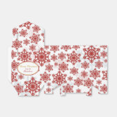 Elegant Red Snowflake Pattern op White Kerstmis Bedankdoosjes (Uitgevouwen)