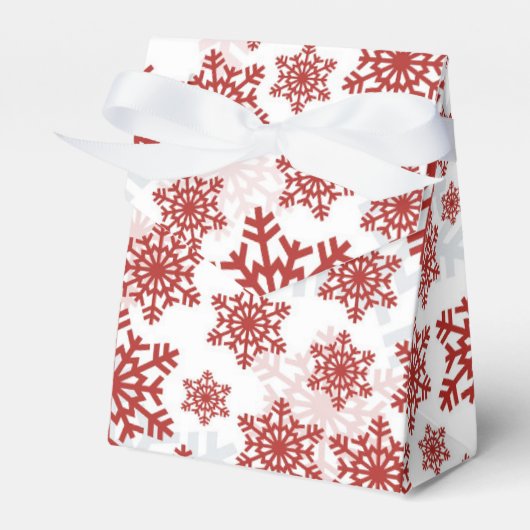 Elegant Red Snowflake Pattern op White Kerstmis Bedankdoosjes (Voorkant Zijde)
